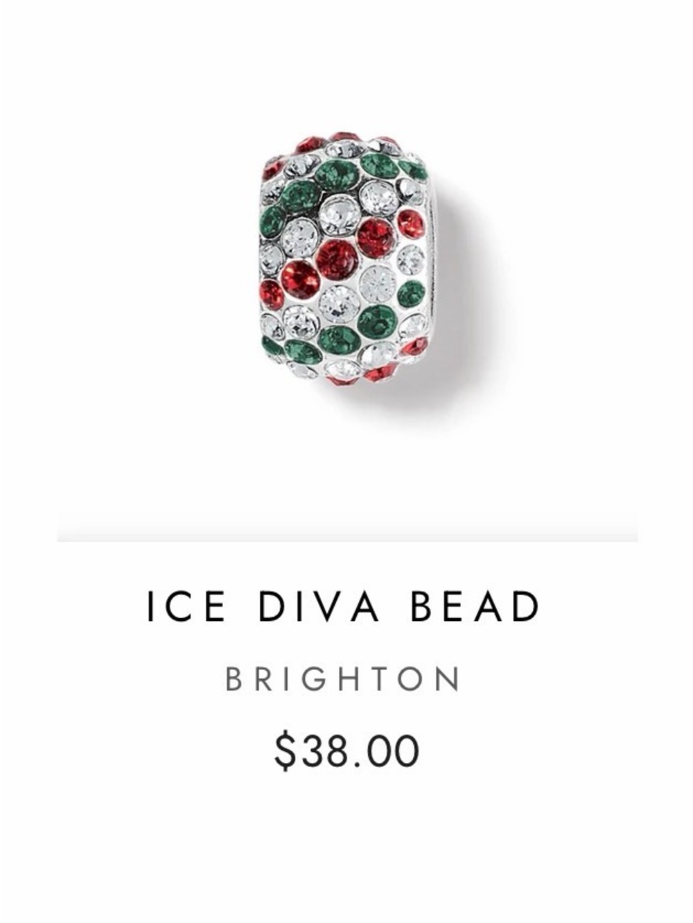 🎄 Brighton RETIRED Christmas ‘ICE DIVA’ SWAROVSKI CRYSTAL Spacer Charm!